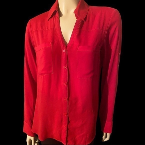 Express Tops - Express Red Button Down Portofino Top